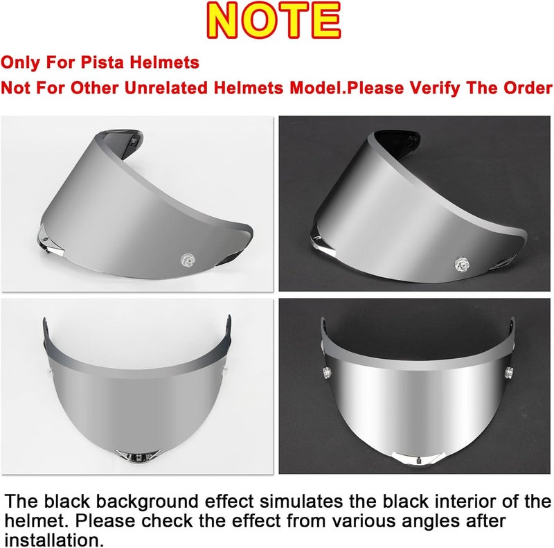 psler فيزر بيستا جي بي آر آر - فيزر خوذة بيستا بديل درع وجه دراجة نارية لبيستا جي بي آر كورسا-ر بيستا جي بي آر آر ريس 3، فضي داكن-مرآة - Image 3